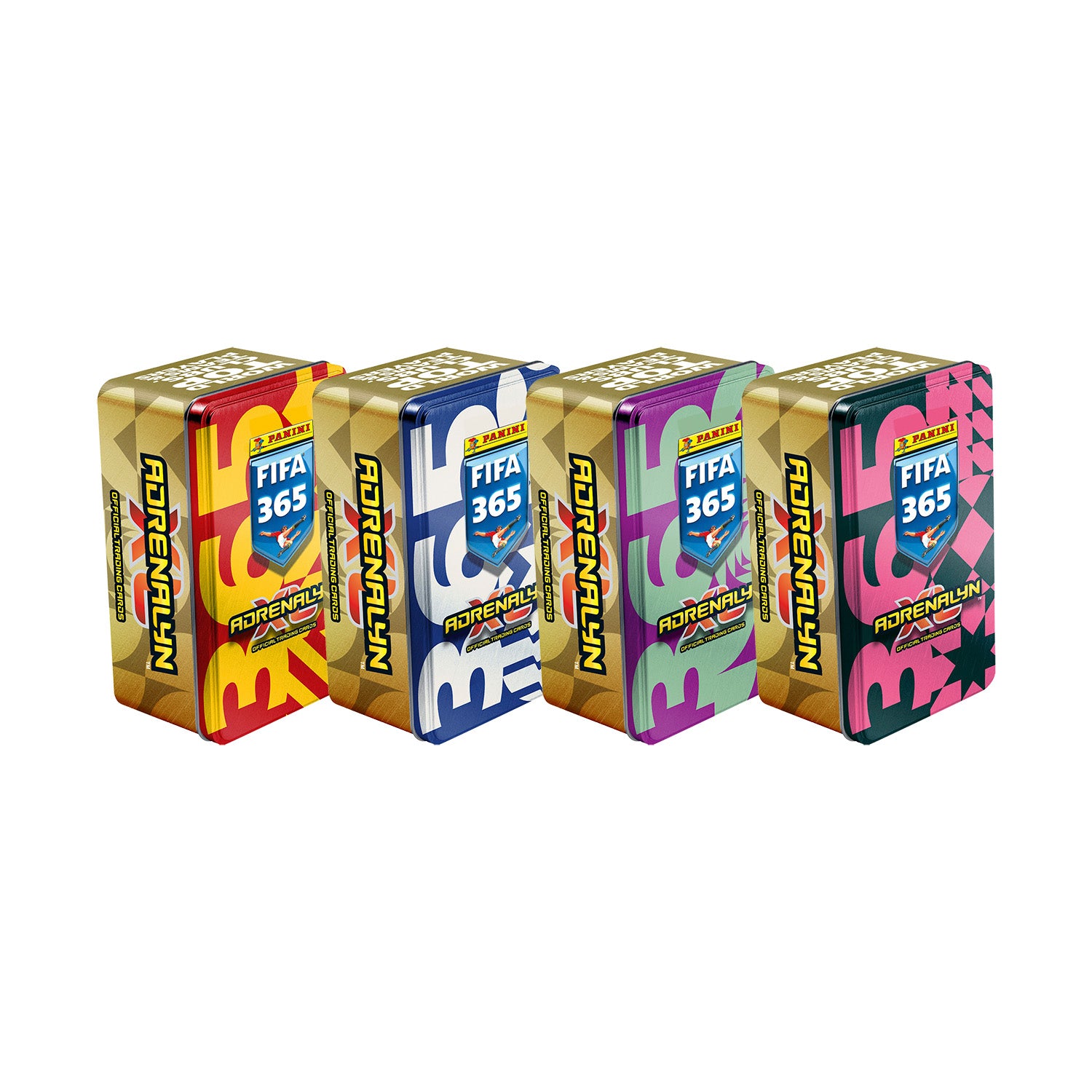 2025-26 PANINI ADRENALYN XL FIFA 365 CARDS - MEGA TIN 4-PACK SET (168 CARDS + 8 LE & 4 GOLDEN BALLER)
