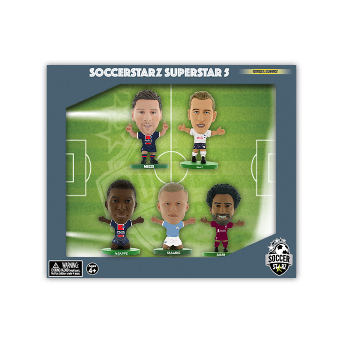 GLOBAL SUPERSTARS – SOCCERSTARZ GIFT BOX SET (5 PLAYERS - MESSI, MBAPPE,  HAALAND, SALAH & KANE)