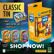 2025-26 PANINI ADRENALYN XL FIFA 365 CARDS - MEGA TIN (42 CARDS + 2 LE & 1 GOLDEN BALLER) (PREORDER - IN STOCK OCT 17)
