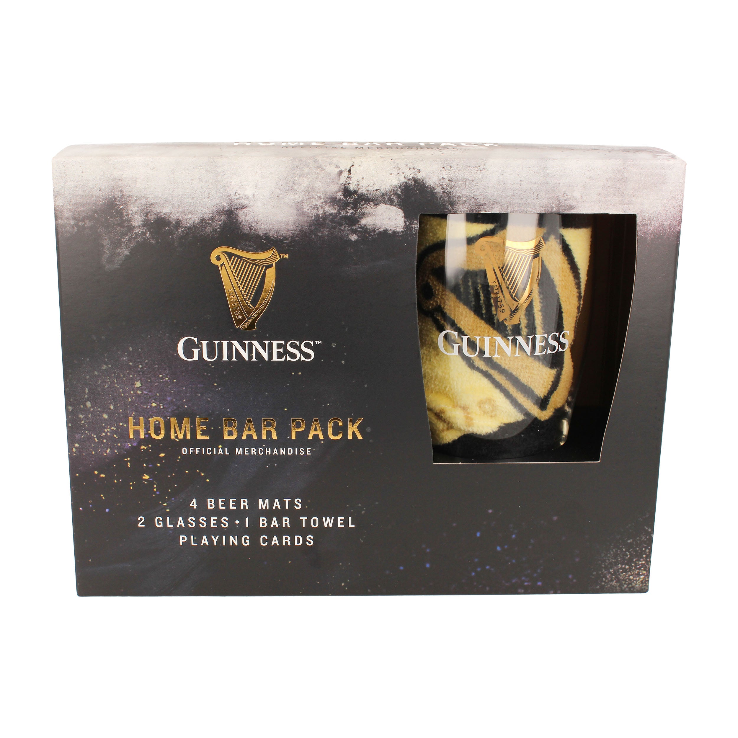 GUINNESS - HOME BAR PACK (2 PINT GLASSES, BAR TOWEL & PLAYING CARDS)