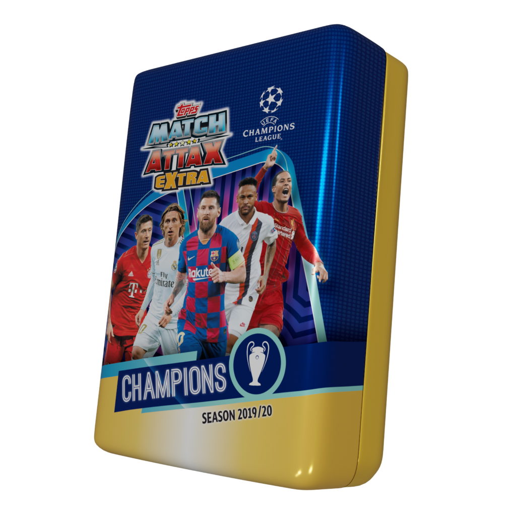 2019-20 TOPPS MATCH ATTAX EXTRA CHAMPIONS LEAGUE CARDS - MEGA TIN (50 CARDS, 15 EXCLUSIVE TITLE WINNERS CARDS + LE GOLD SALAH)