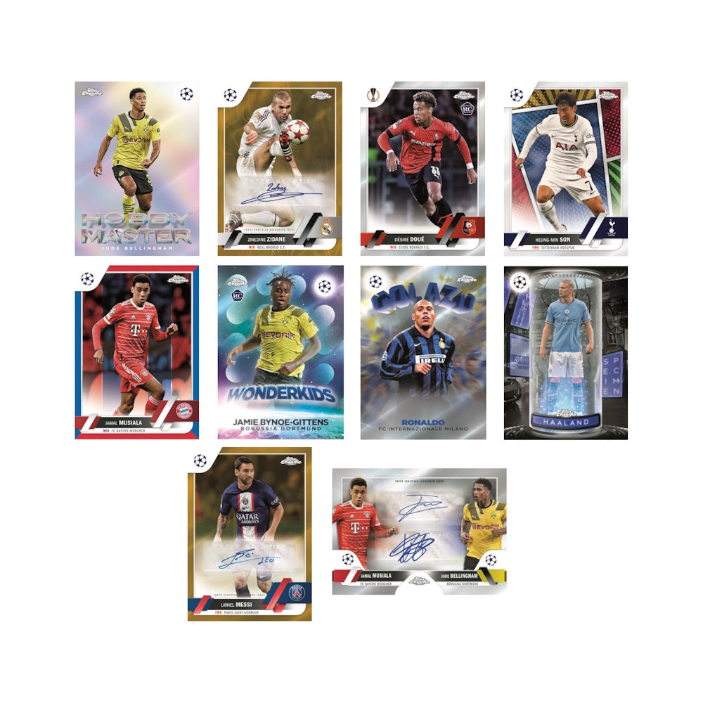 2022-23 TOPPS CHROME UEFA CLUB COMPETITIONS COLLECTION - HOBBY BOX (80 CARDS + 1 CHROME AUTO)