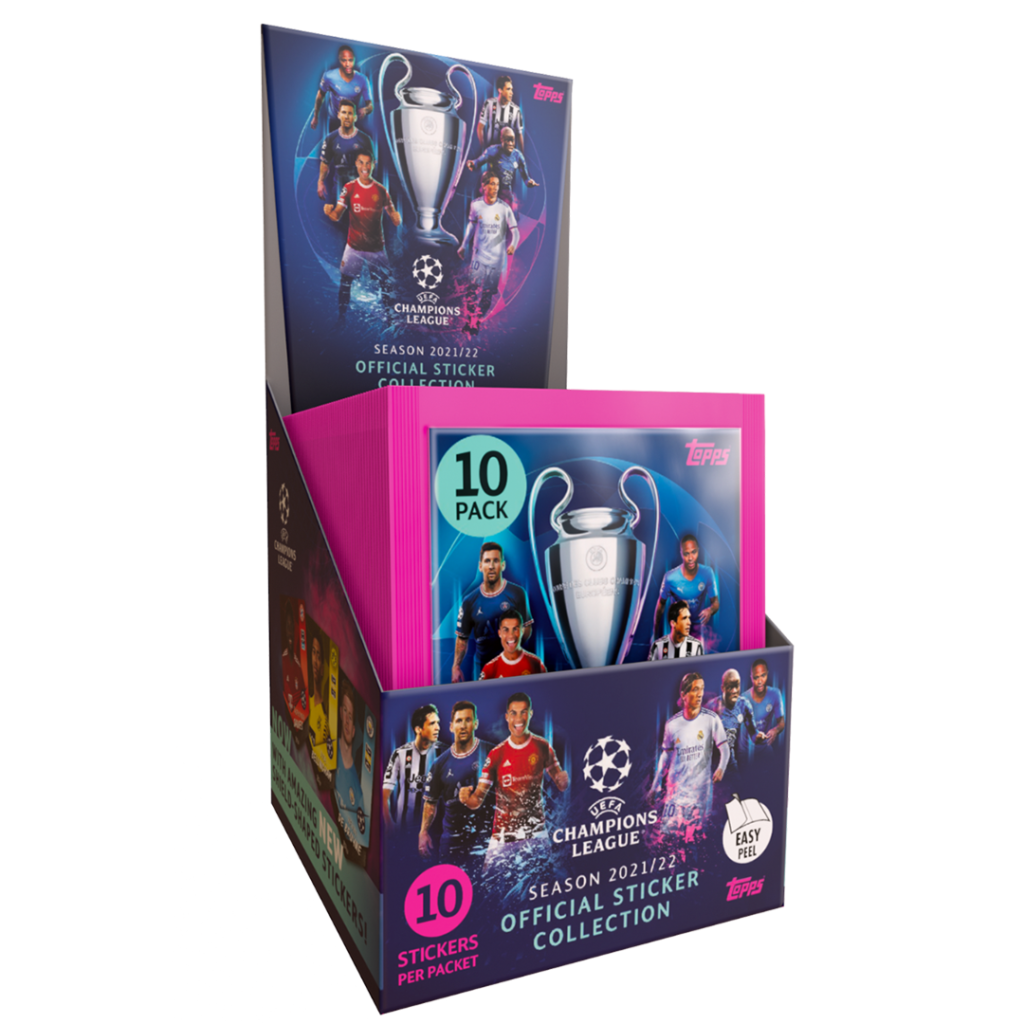 2021-22 TOPPS CHAMPIONS LEAGUE STICKERS - 50-PACK BOX (500 STICKERS)