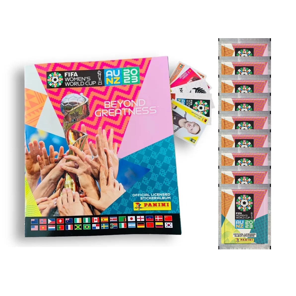 2023 PANINI WOMEN'S FIFA WORLD CUP STICKERS - BUNDLE 1 (50 PACKS & MEGA STARTER PACK) (ALBUM + 301 STICKERS)