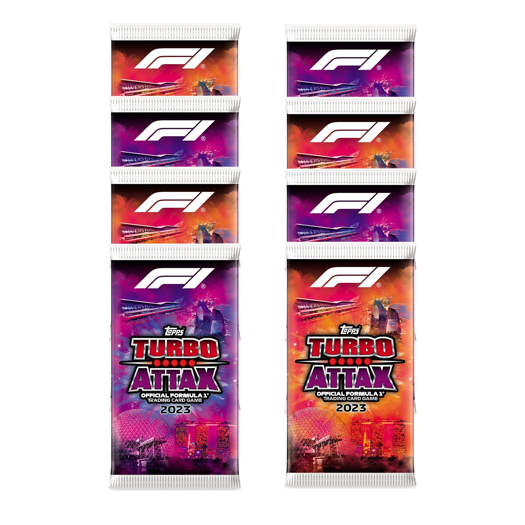 2023 TOPPS TURBO ATTAX FORMULA 1 CARDS - 8-PACK SET (80 CARDS)