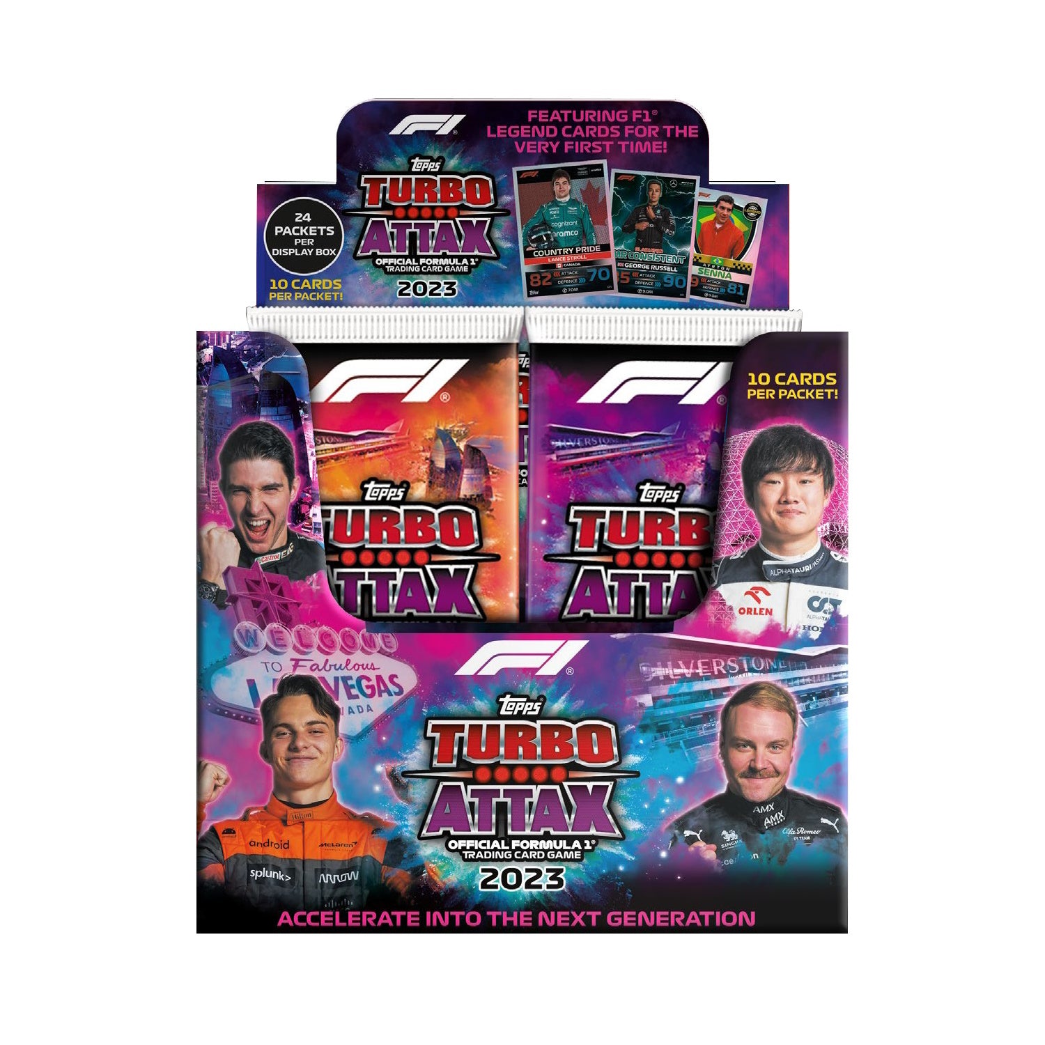 2023 TOPPS TURBO ATTAX FORMULA 1 CARDS - 24-PACK BOX (240 CARDS)