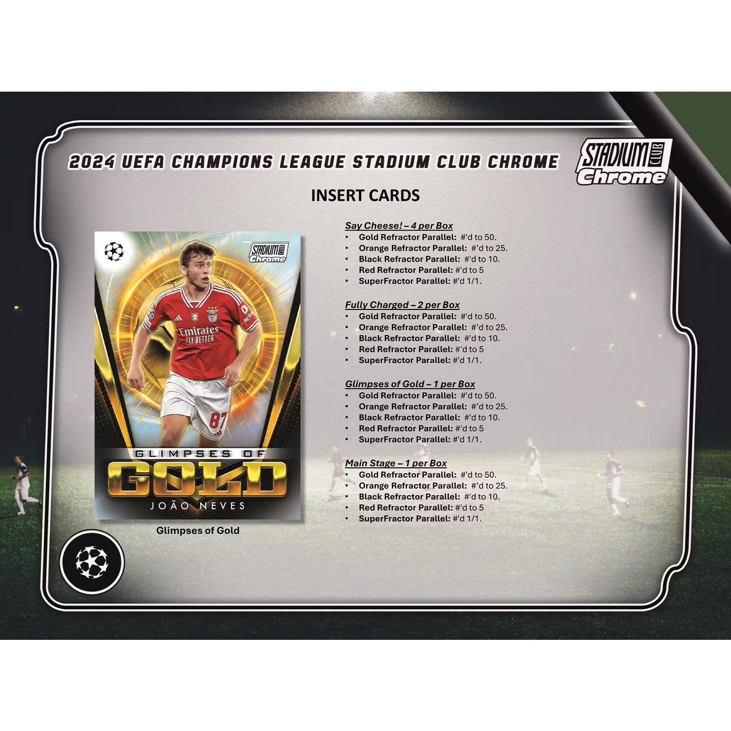 2023-24 TOPPS STADIUM CLUB CHROME UEFA CLUB COMPETITIONS COLLECTION - HOBBY BOX (120 CARDS) (PREORDER - IN STOCK OCT 23)