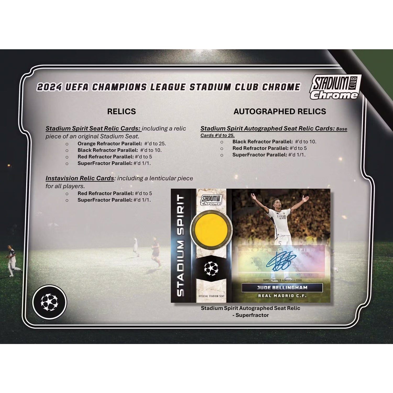 2023-24 TOPPS STADIUM CLUB CHROME UEFA CLUB COMPETITIONS COLLECTION - HOBBY BOX (120 CARDS) (PREORDER - IN STOCK OCT 23)