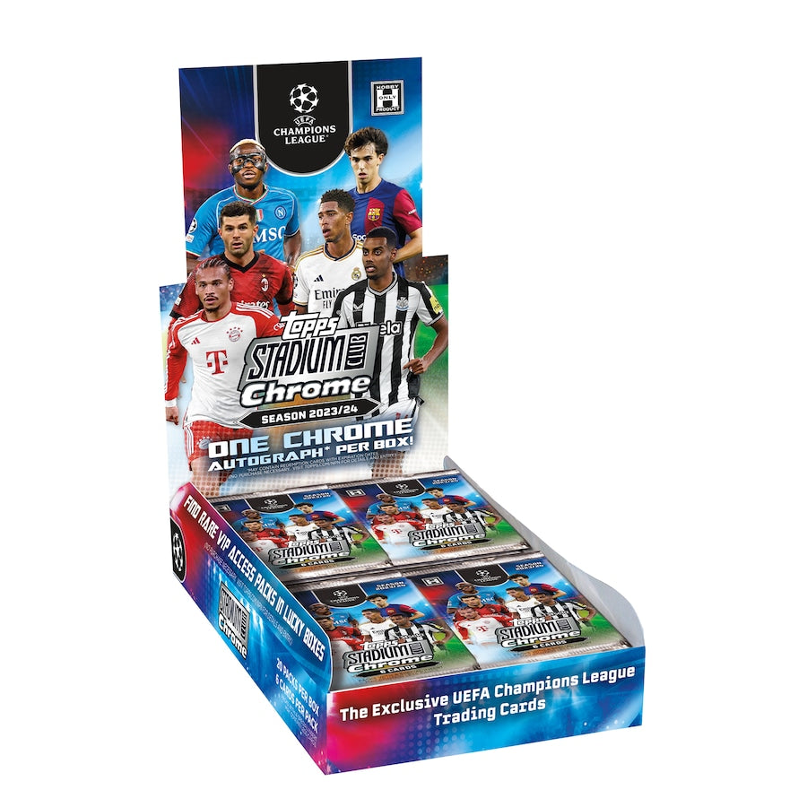 2023-24 TOPPS STADIUM CLUB CHROME UEFA CLUB COMPETITIONS COLLECTION - HOBBY BOX (120 CARDS)