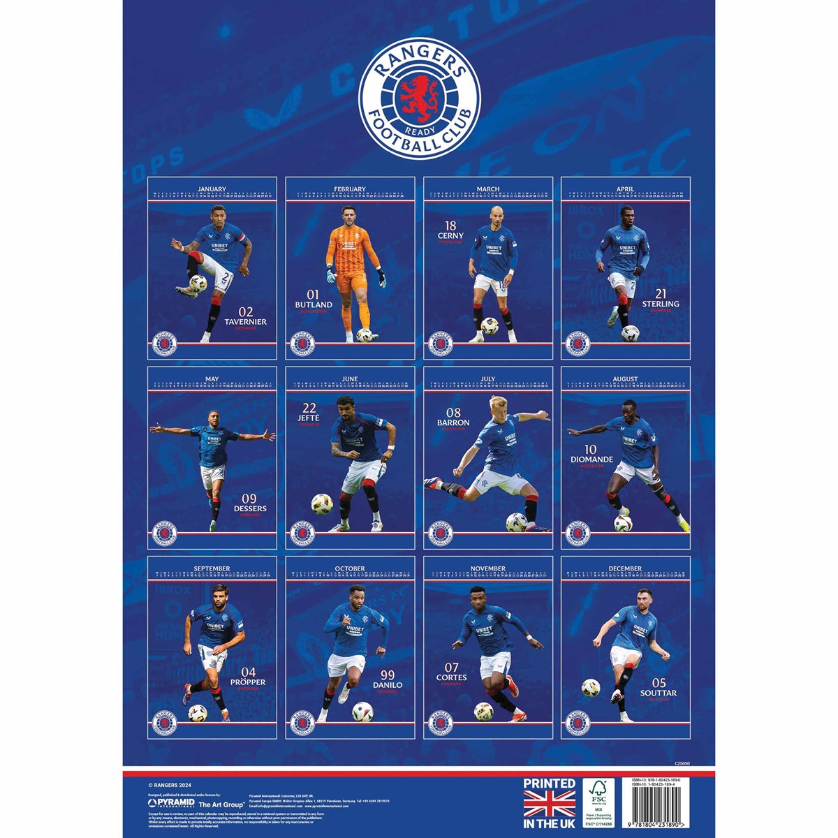 RANGERS – 2025 CALENDAR (PREORDER - IN STOCK NOV 8)