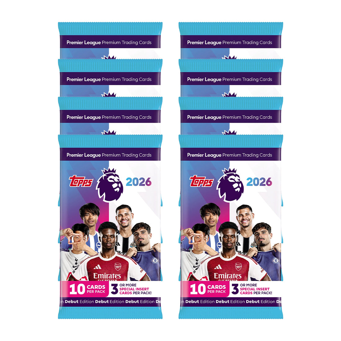 2025-26 TOPPS PREMIER LEAGUE DEBUT EDITION CARDS - 8-PACK SET (80 CARDS)