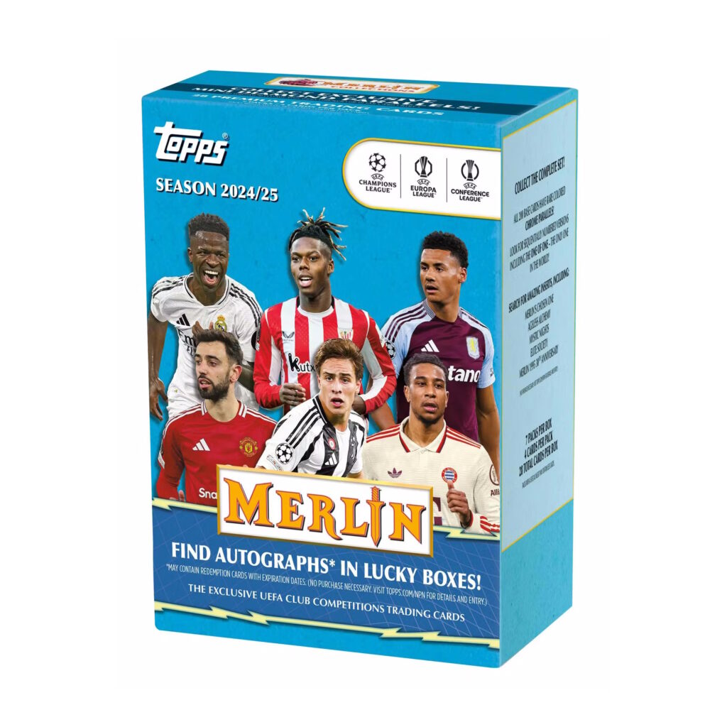 2024-25 TOPPS CHROME MERLIN UEFA CLUB COMPETITIONS CARDS - 7-PACK BLASTER BOX (28 CARDS) (PREORDER - IN STOCK JAN 5)