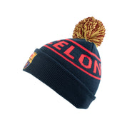 BARCELONA - NAVY & RED POM BEANIE