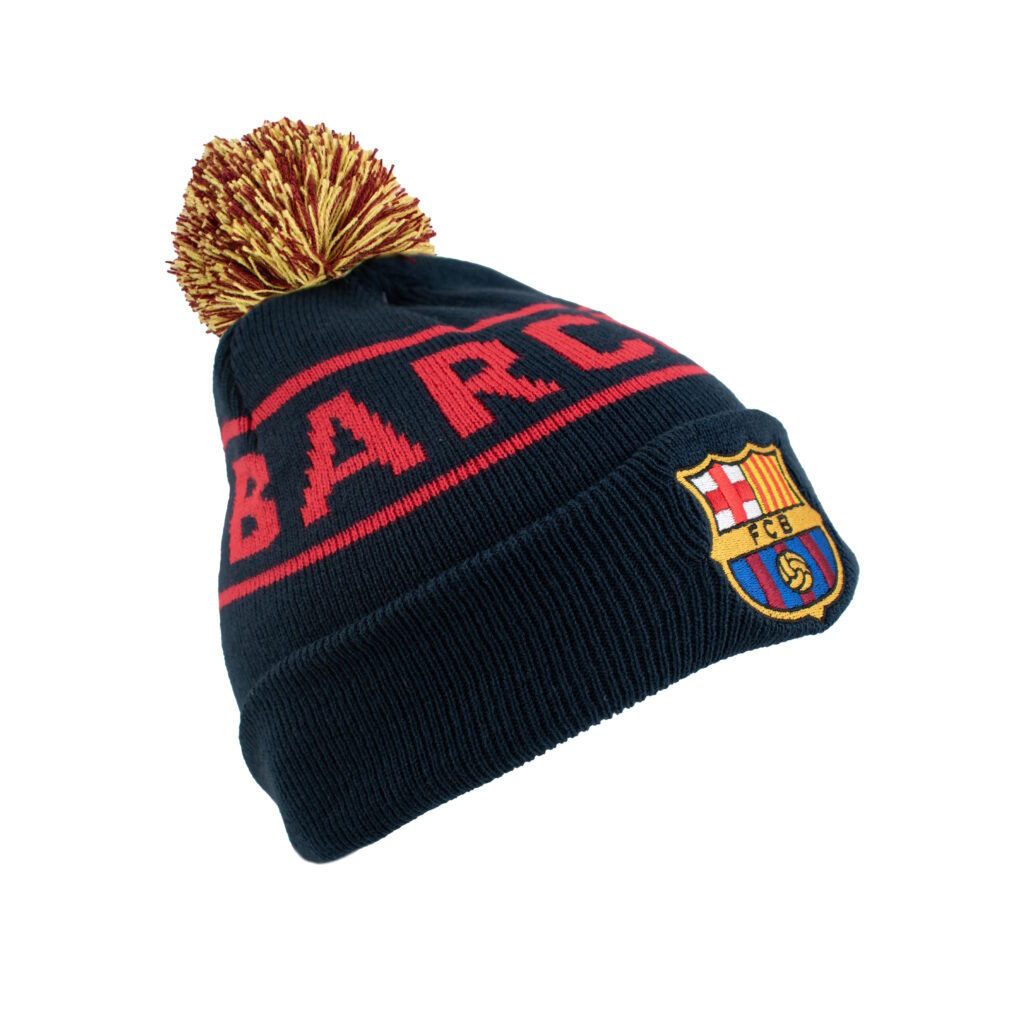 BARCELONA - NAVY & RED POM BEANIE