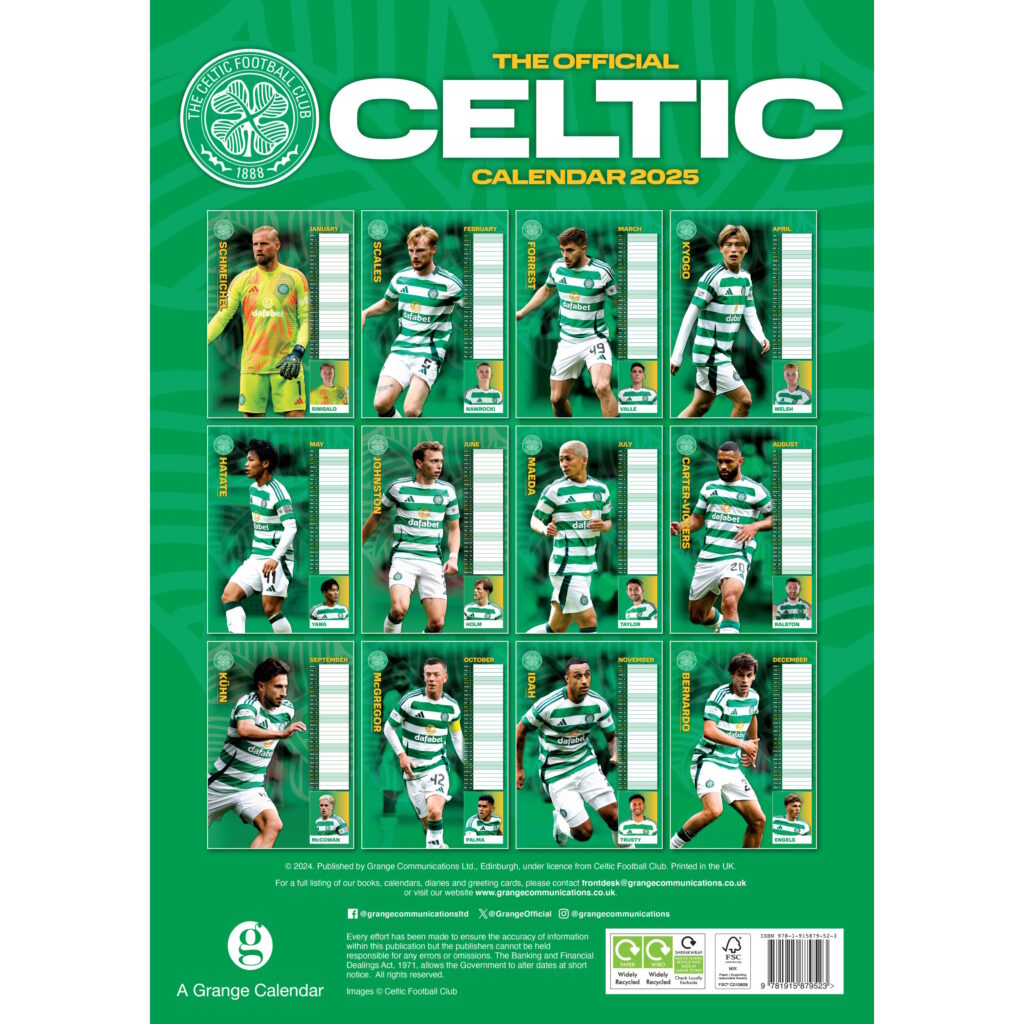 CELTIC – 2025 CALENDAR (PREORDER - IN STOCK NOV 1)