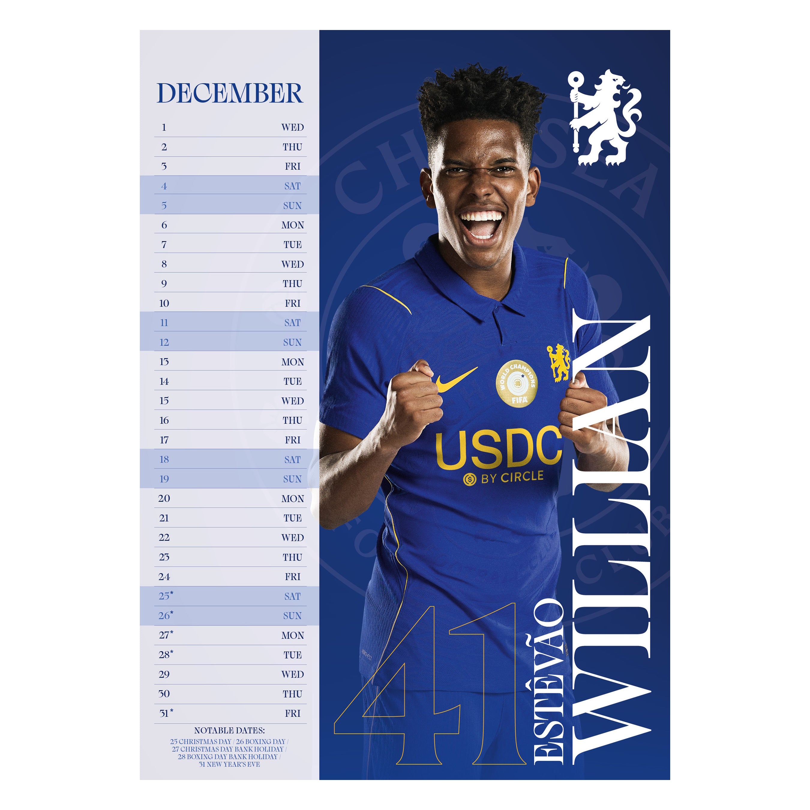 CHELSEA – 2027 CALENDAR (PREORDER - IN STOCK NOV 9)