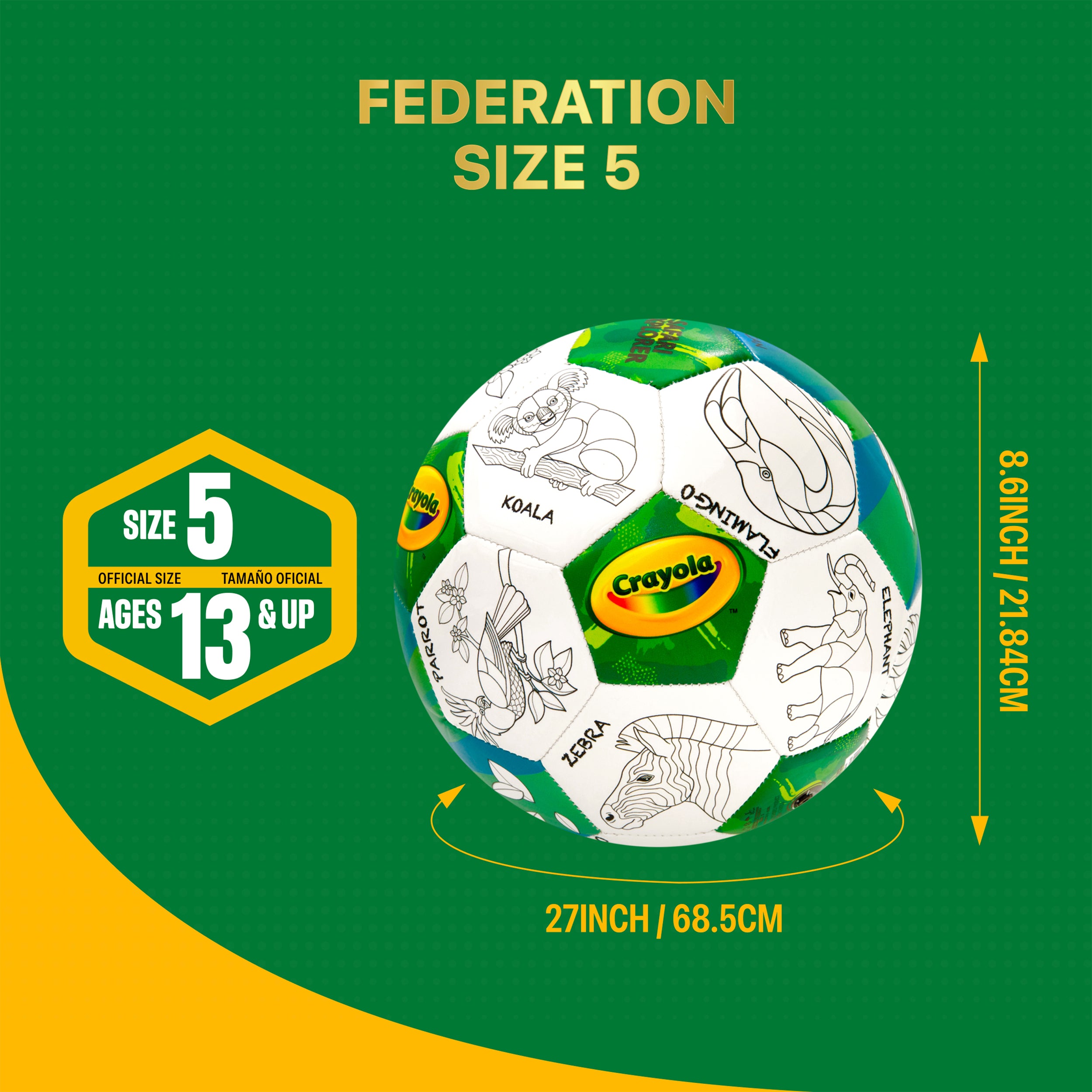 CRAYOLA - TROPICAL ANIMALS SOCCER BALL (SIZE 5) (IN STOCK MAR 6)