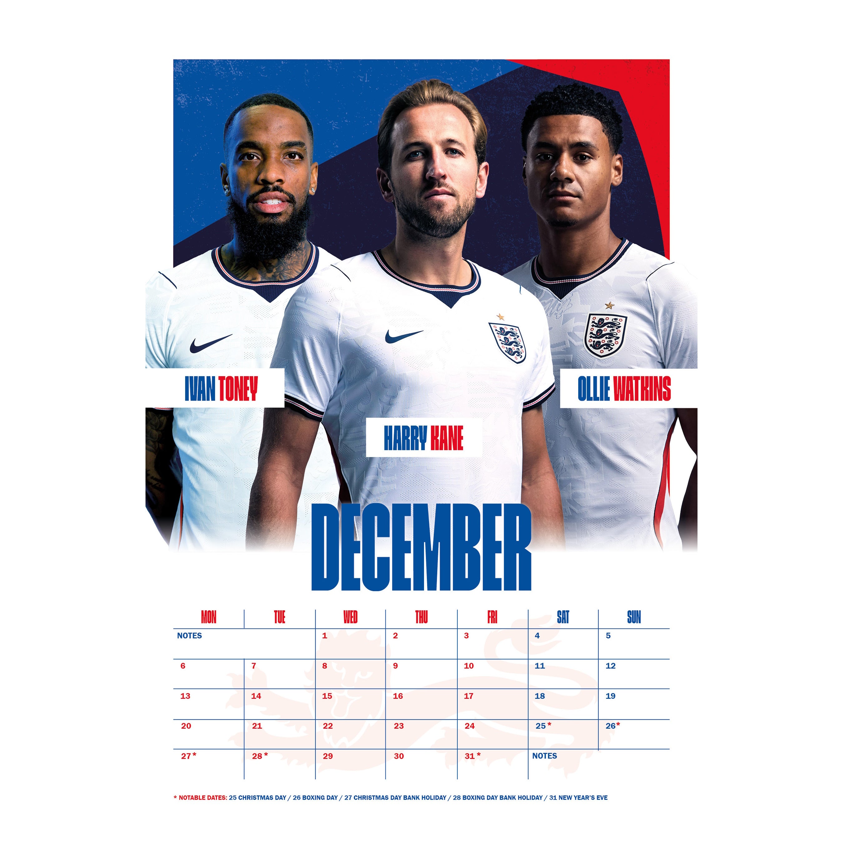 ENGLAND FOOTBALL FEDERATION – 2027 CALENDAR (PREORDER - IN STOCK NOV 9)