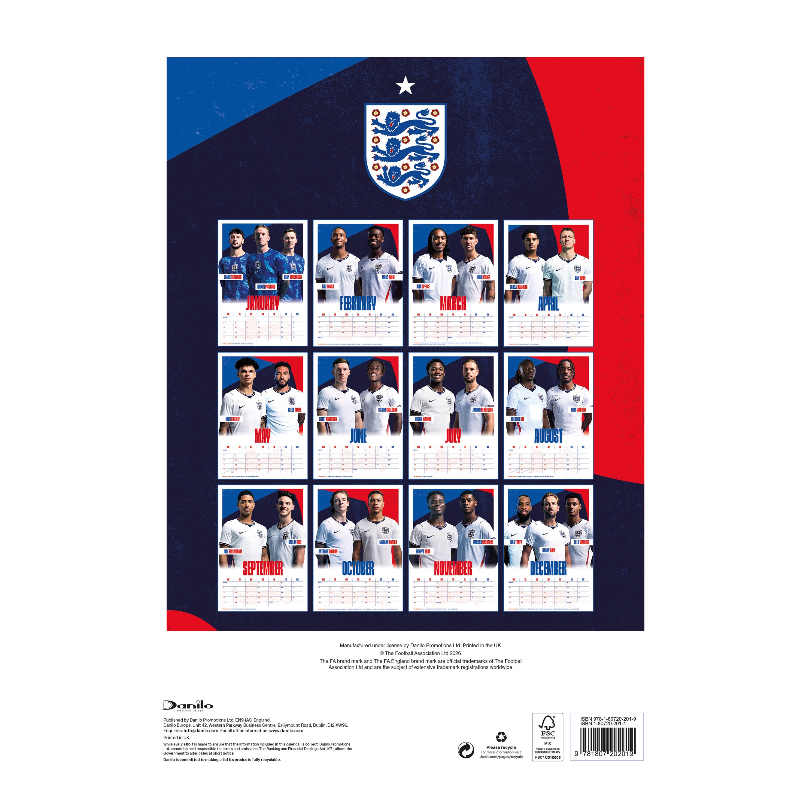 ENGLAND FOOTBALL FEDERATION – 2027 CALENDAR (PREORDER - IN STOCK NOV 9)