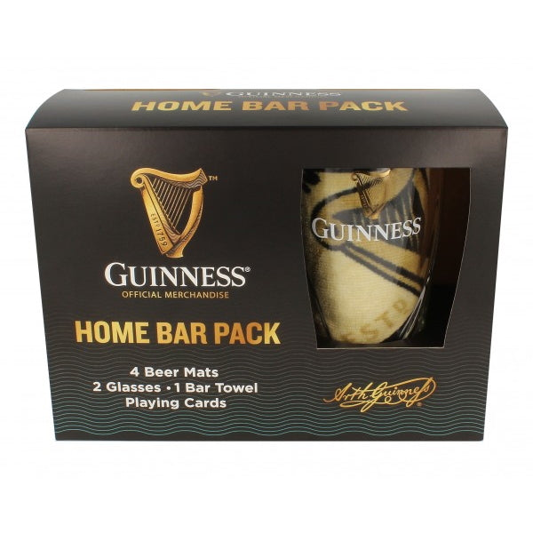 GUINNESS - HOME BAR PACK (2 PINT GLASSES, BAR TOWEL & PLAYING CARDS)