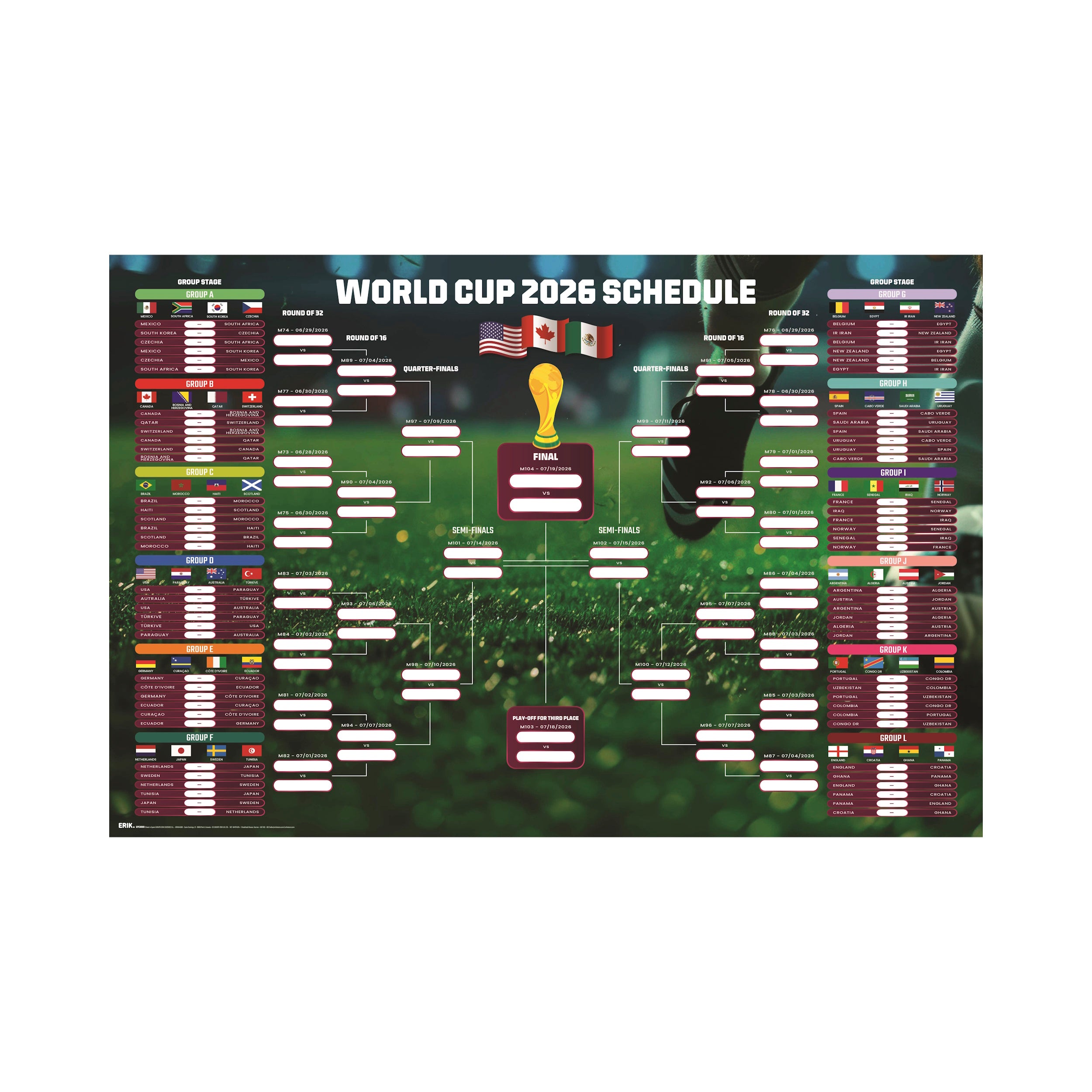 2026 FIFA WORLD CUP – MATCH BRACKET POSTER (24 X 36″) (IN STOCK MAY 15)