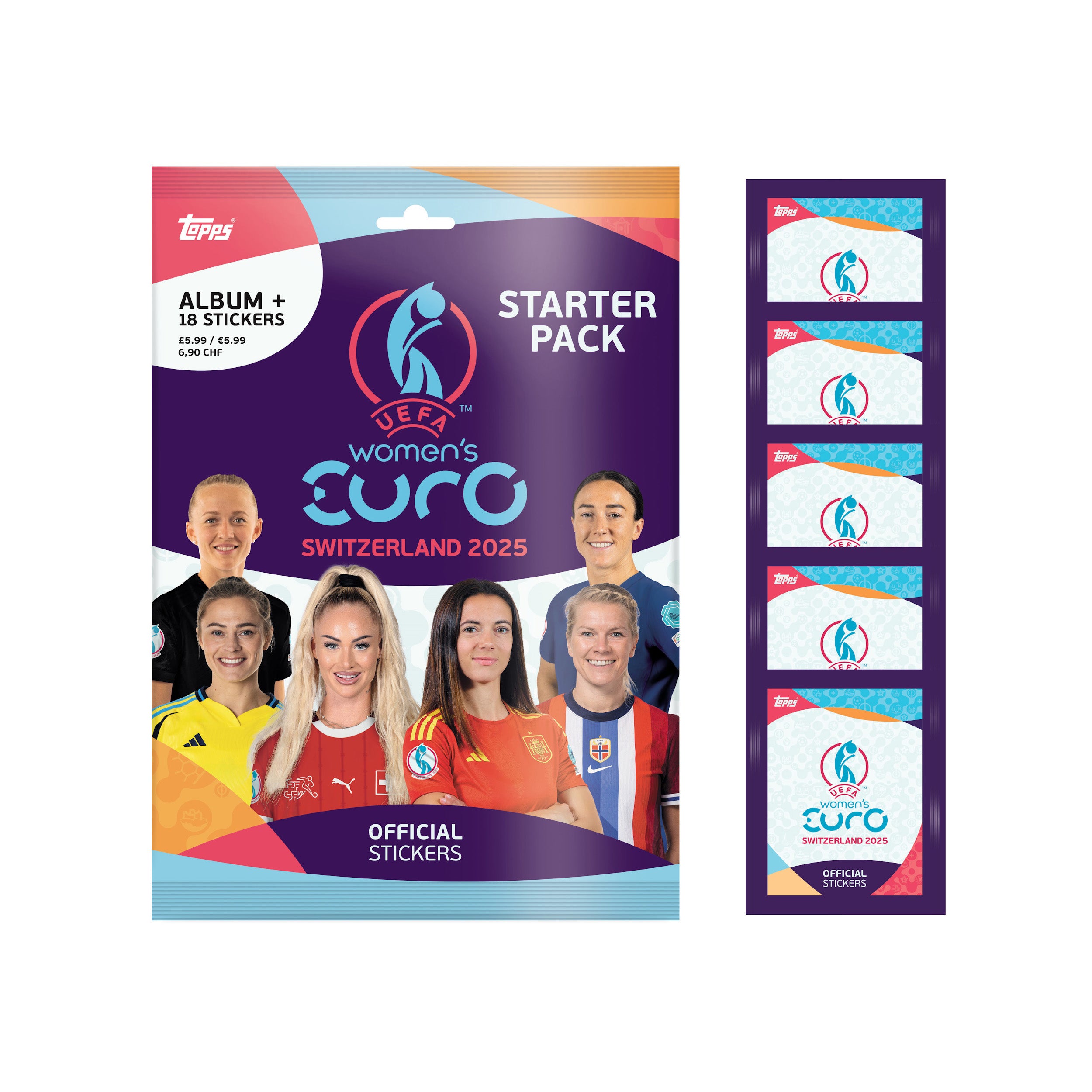 2025 TOPPS WOMEN’S EURO STICKERS – MEGA STARTER PACK (ALBUM + 48 STICKERS)