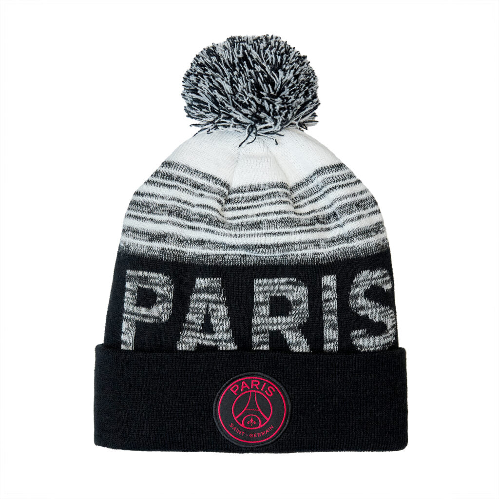 PARIS SAINT GERMAIN - BLACK & GREY POM BEANIE