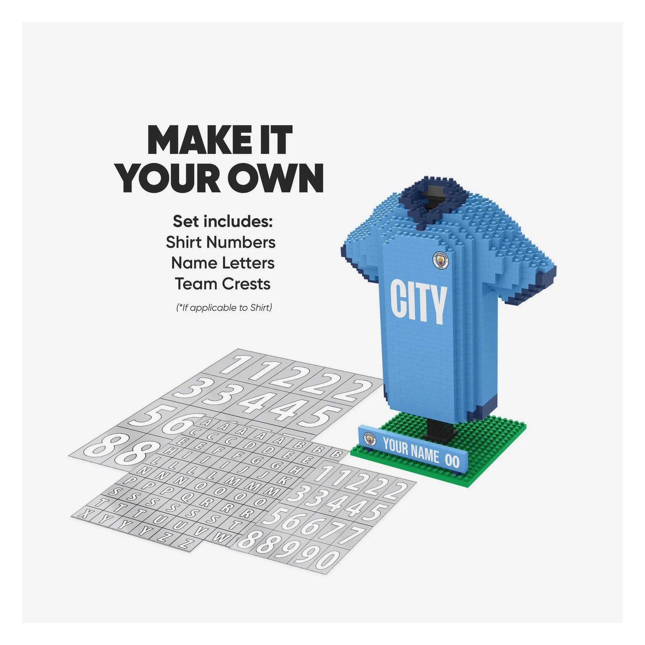 MANCHESTER CITY - BRXLZ 3D PERSONALIZED JERSEY CONSTRUCTION KIT (918 PIECES) (IN STOCK MAR 27)