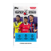 2022-23 TOPPS UEFA CHAMPIONS LEAGUE SUPERSTARS CARDS - 4-PACK HANGER BOX (32 CARDS + 2 MYSTIC PARALLELS)