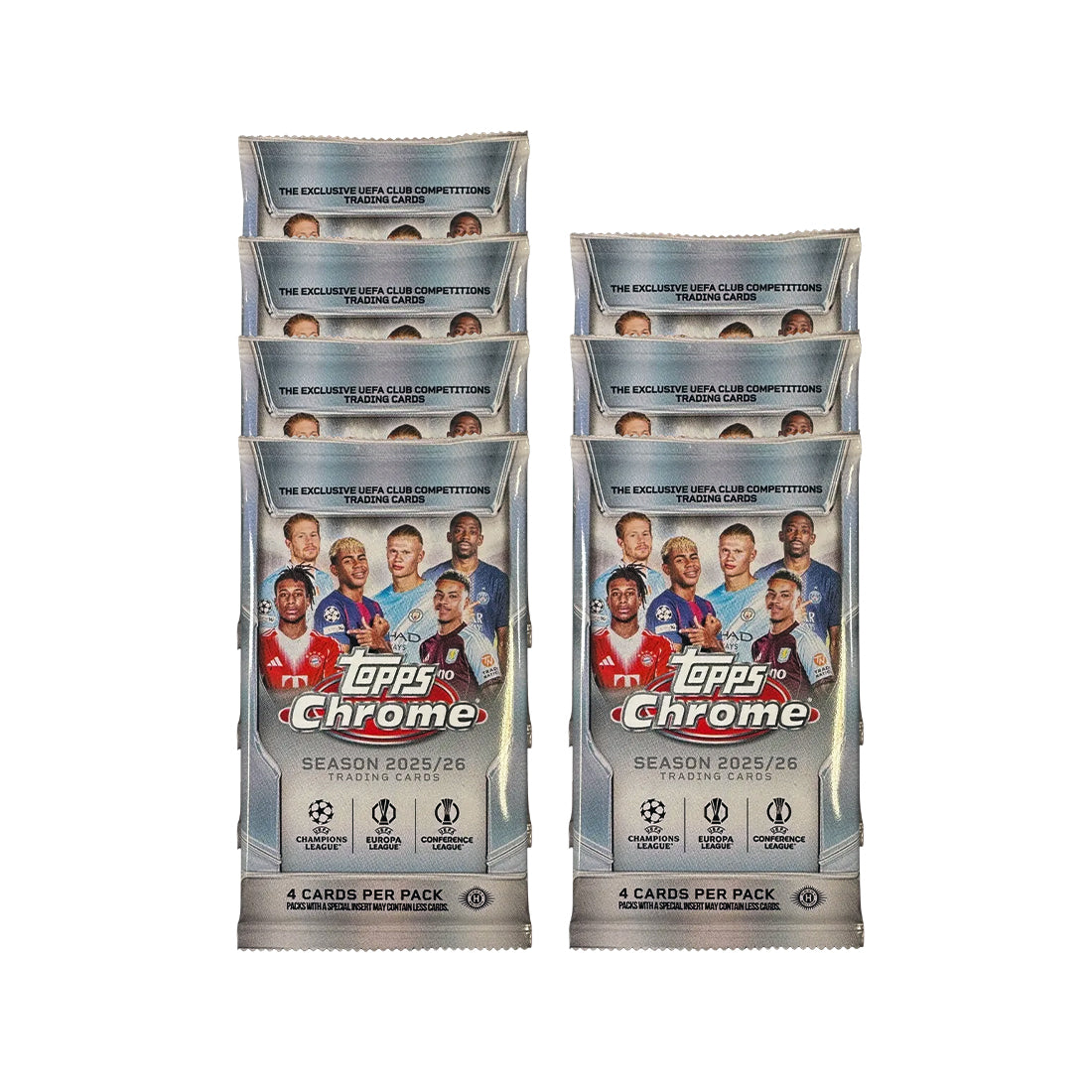 2025-26 TOPPS CHROME UEFA CLUB COMPETITIONS CARDS - 7-PACK SET (28 CARDS)