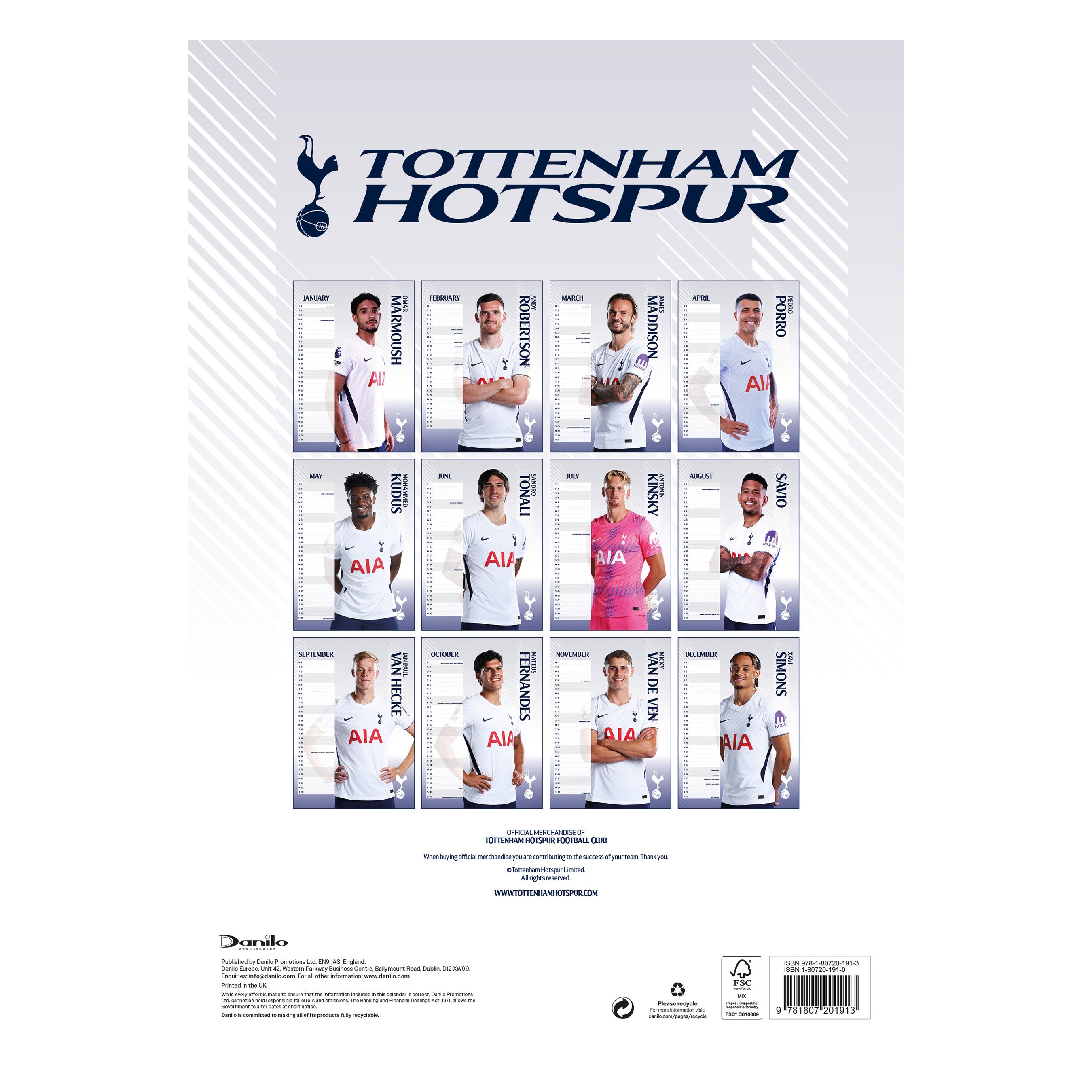 TOTTENHAM – 2027 CALENDAR (PREORDER - IN STOCK NOV 9)