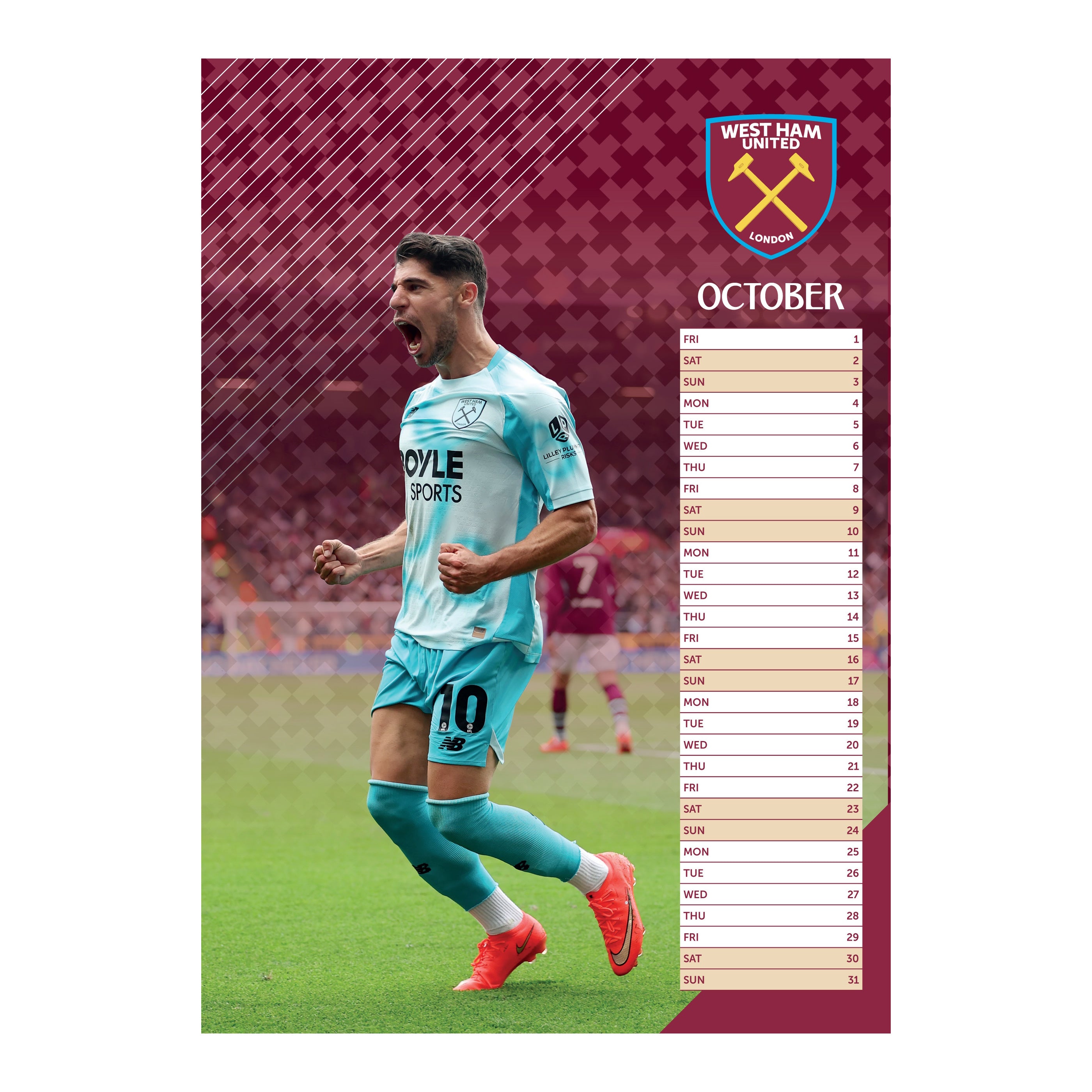 WEST HAM UNITED – 2027 CALENDAR (IN STOCK NOV 9)