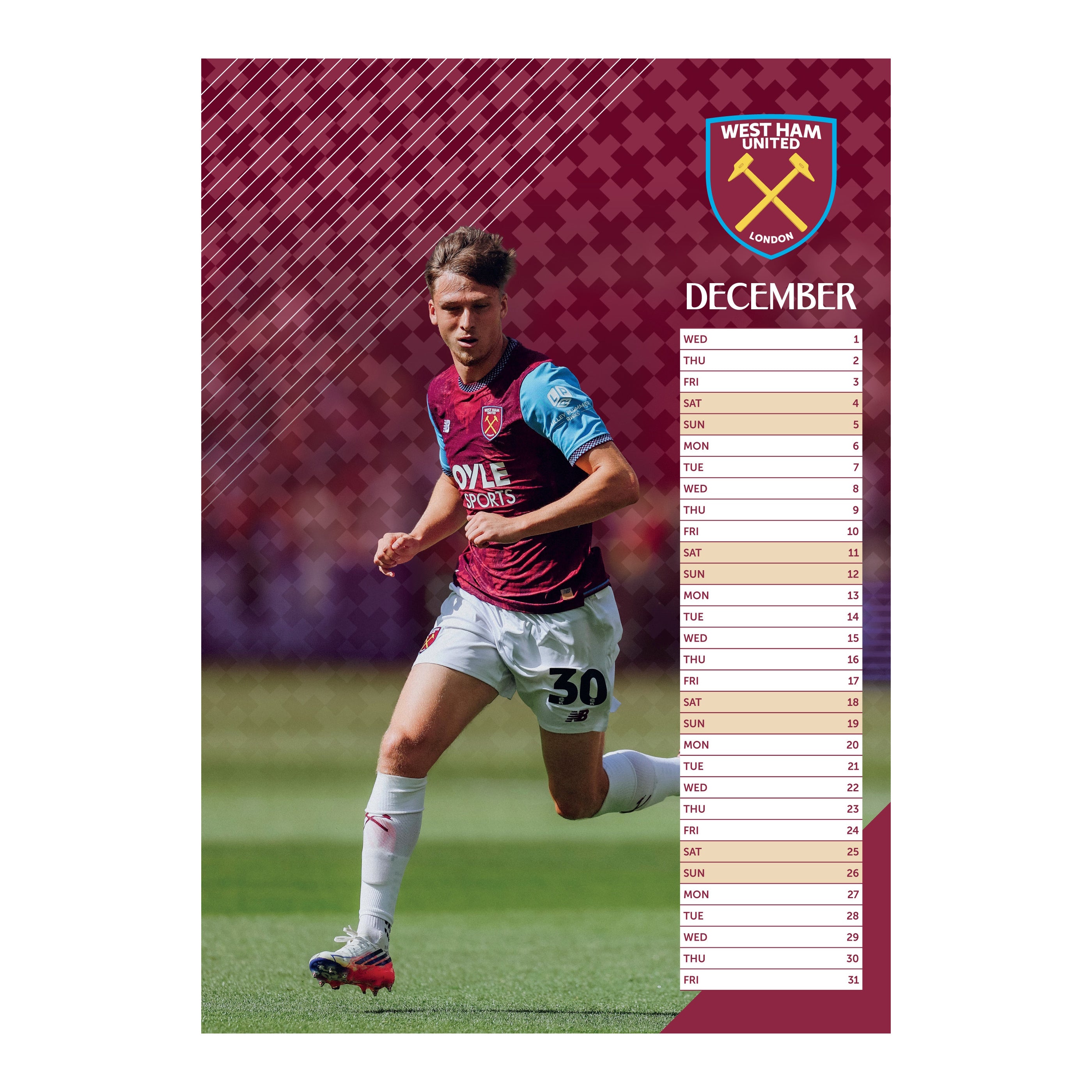WEST HAM UNITED – 2027 CALENDAR (IN STOCK NOV 9)