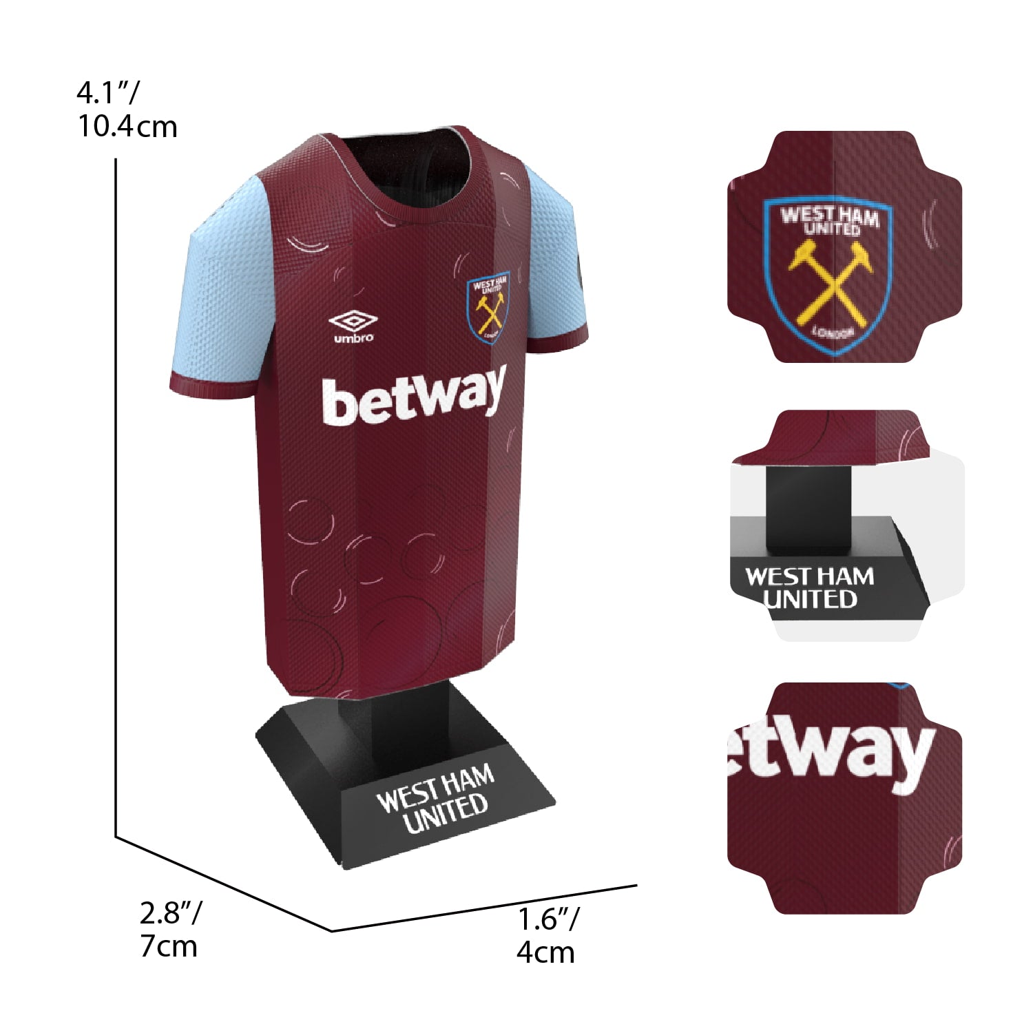 WEST HAM UNITED - ALLOY COLLECTORS MINI METAL HOME JERSEY LOCKER PACK