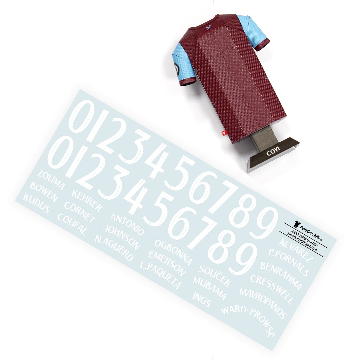 WEST HAM UNITED - ALLOY COLLECTORS MINI METAL HOME JERSEY LOCKER PACK