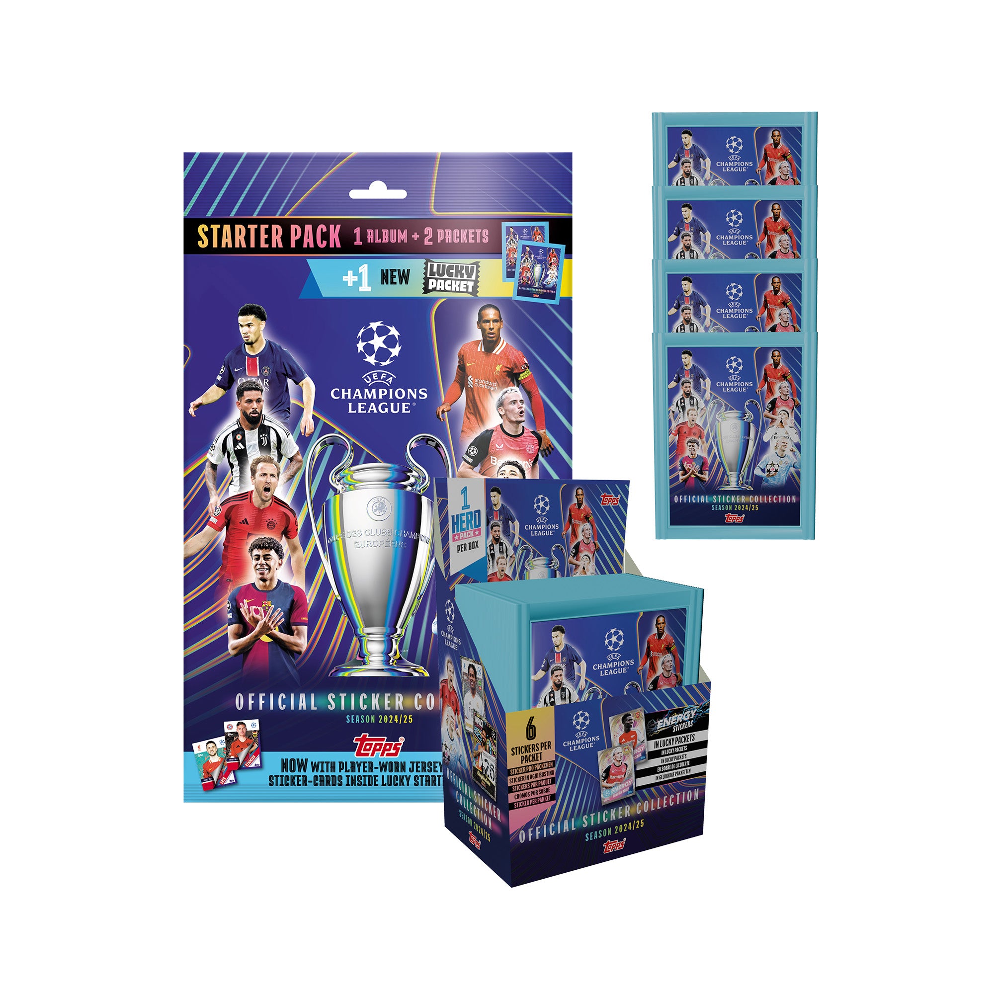 2024-25 TOPPS CHAMPIONS LEAGUE STICKERS - BOX & STARTER PACK SET (350 STICKERS)