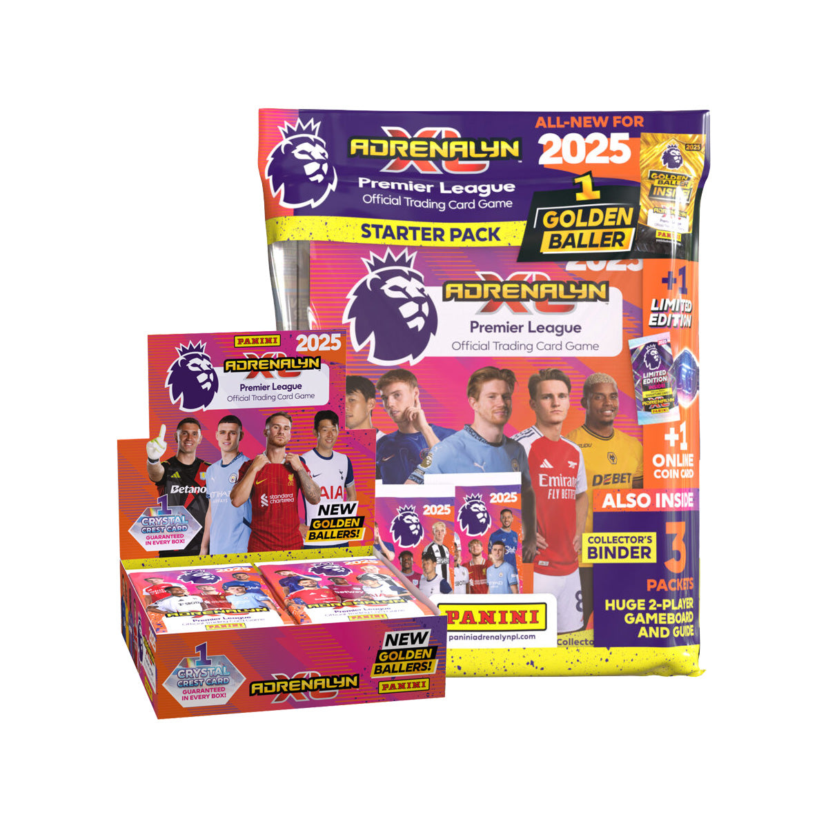 2024-25 PANINI ADRENALYN XL PREMIER LEAGUE CARDS - BOX & STARTER SET (ALBUM, GAMEBOARD, 216 CARDS + LE)