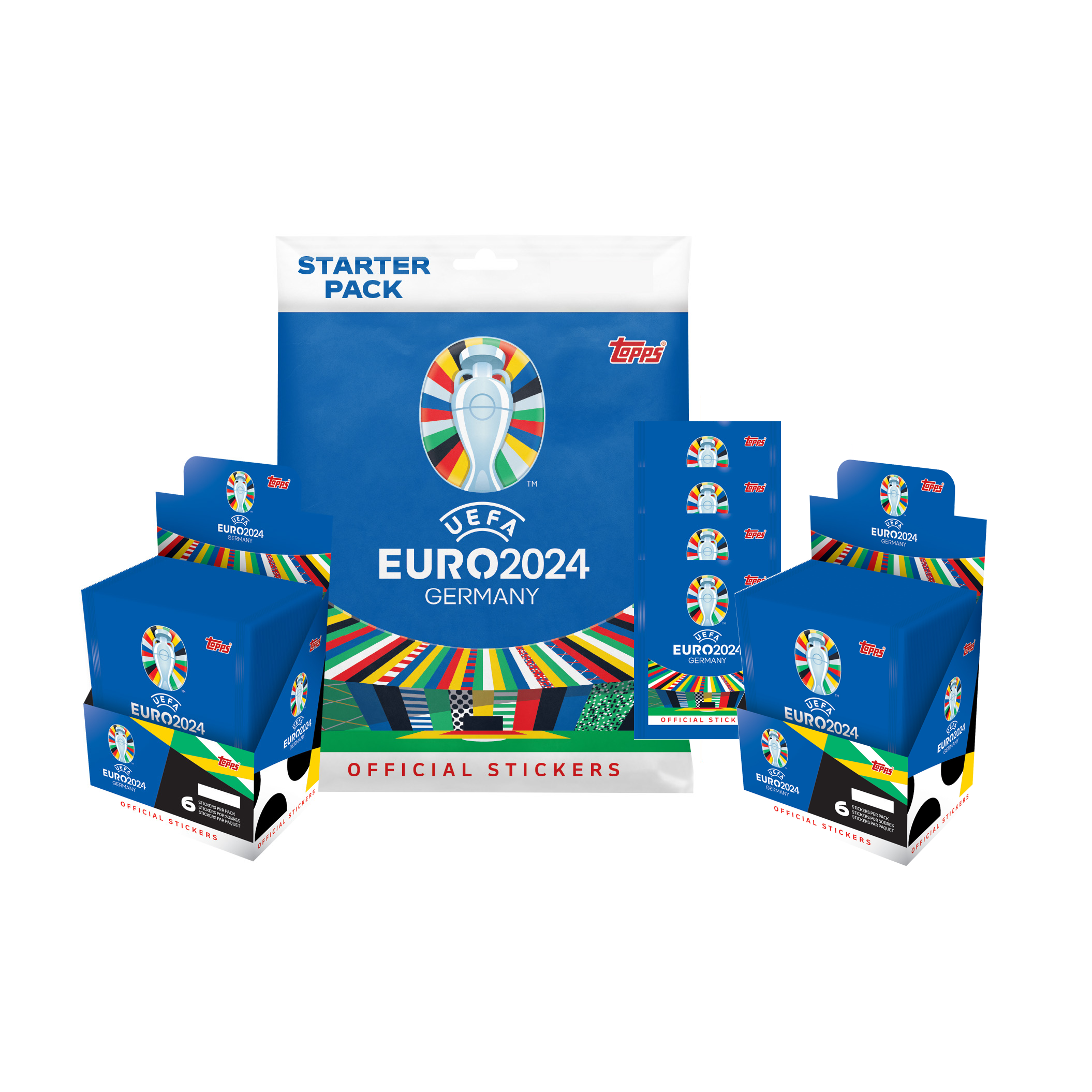 2024 TOPPS UEFA EURO STICKERS - BUNDLE #2 (2 X 50-PACK BOX & MEGA STARTER PACK) (ALBUM + 648 STICKERS)