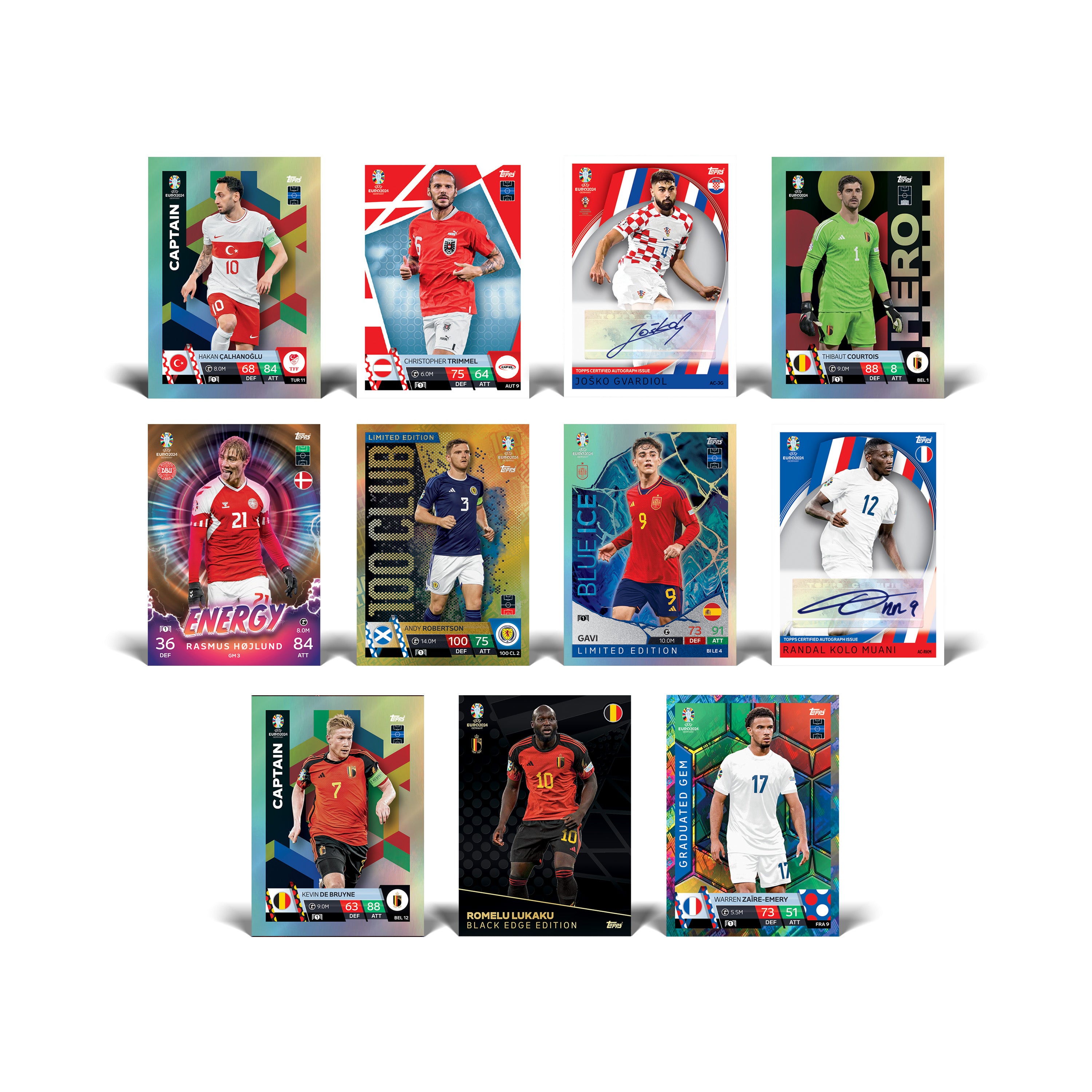 2024 TOPPS MATCH ATTAX UEFA EURO CARDS - 10-PACK SET (80 CARDS)