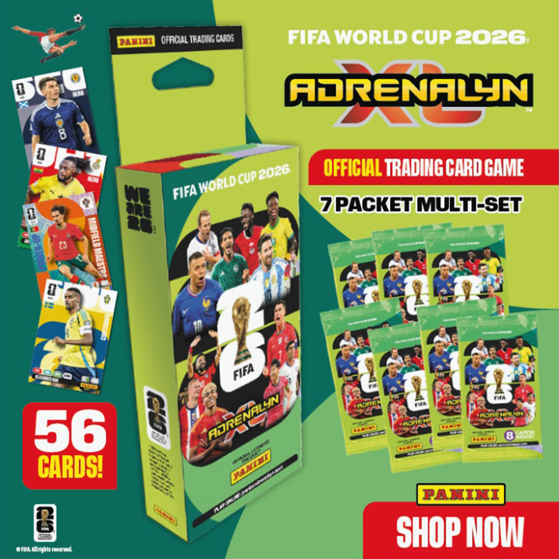 2026 PANINI ADRENALYN XL FIFA WORLD CUP CARDS - ECO BLASTER & STARTER PACK SET (ALBUM, 80 CARDS + 5 LE & GOLDEN BALLER)