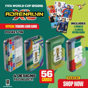 2026 PANINI ADRENALYN XL FIFA WORLD CUP CARDS - POCKET TIN 4-PACK SET (140 CARDS + 12 LE)