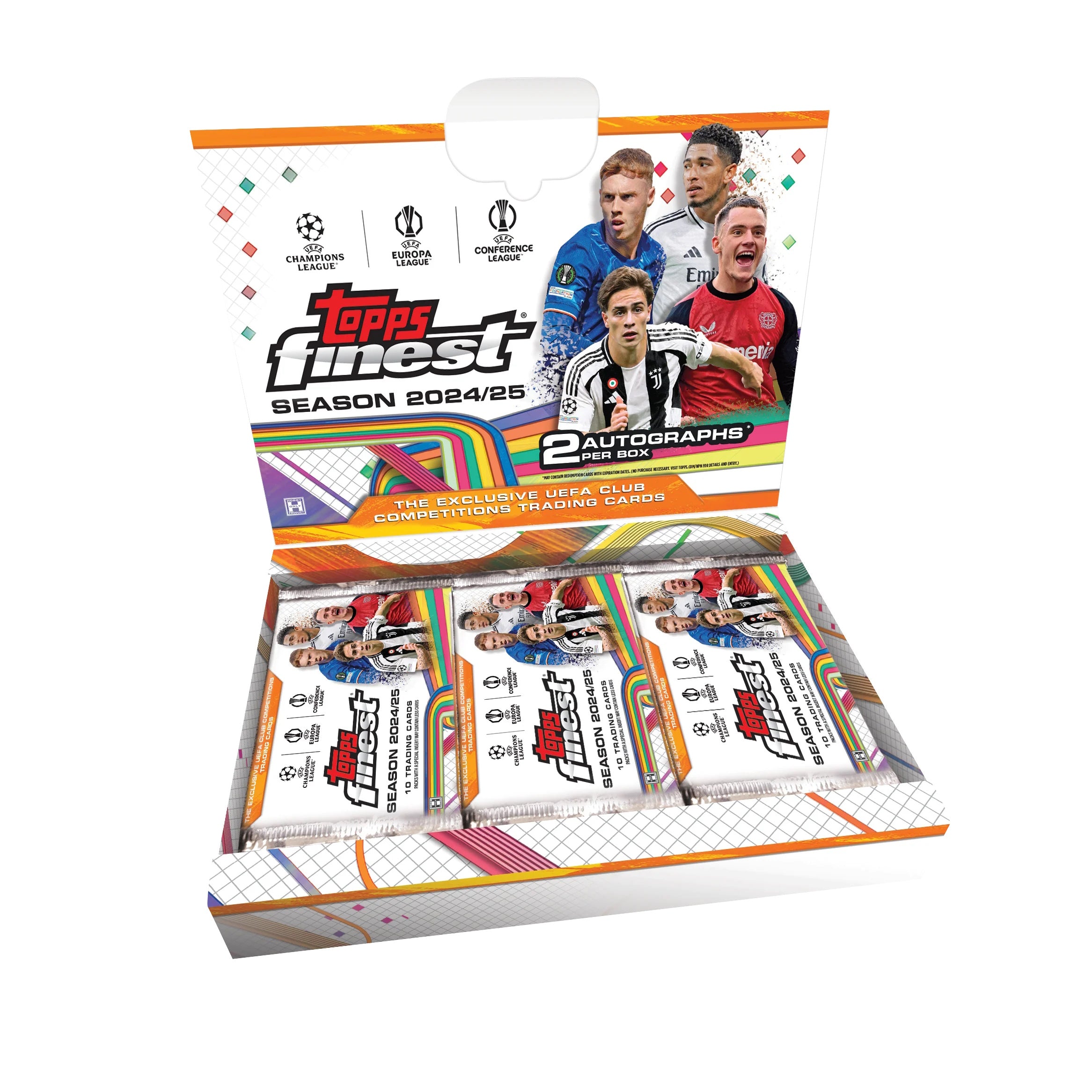2024-25 TOPPS FINEST UEFA CLUB COMPETITIONS CARDS - HOBBY BOX (60 CARDS + 2 AUTOGRAPHS)
