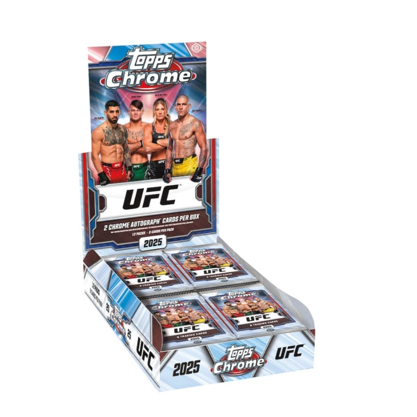 2025 TOPPS CHROME UFC CARDS - HOBBY BOX (96 CARDS + 2 AUTO)