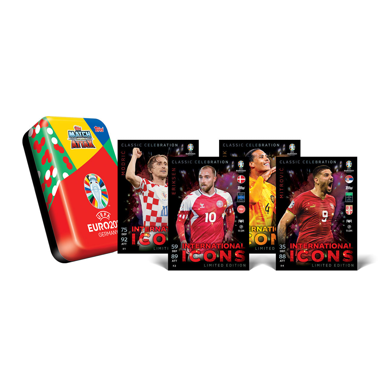 2024 TOPPS MATCH ATTAX UEFA EURO CARDS - MEGA TIN 3-PACK SET (EACH 44 CARDS + 4 LE)