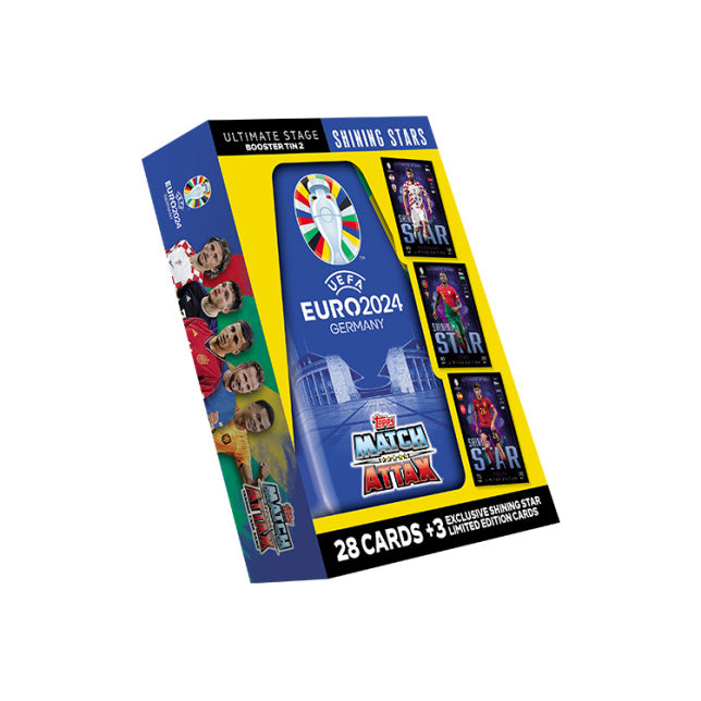 2024 TOPPS MATCH ATTAX UEFA EURO CARDS - MINI BOOSTER TIN 3-PACK SET (28 CARDS + 3 LE)