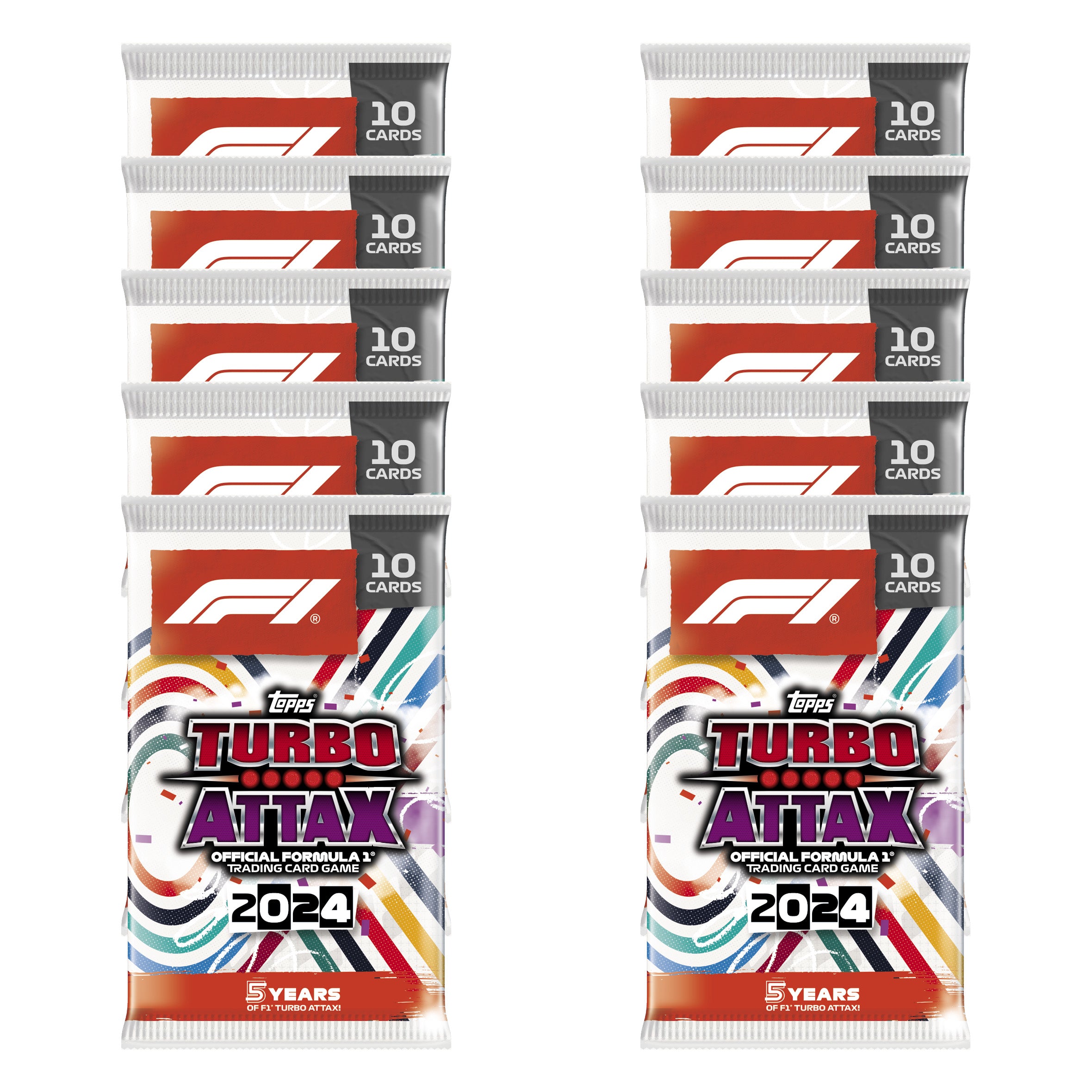 2024 TOPPS TURBO ATTAX FORMULA 1 CARDS - 10-PACK SET (100 CARDS)