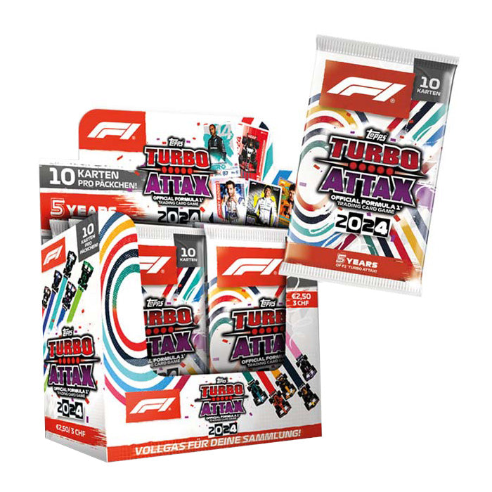 2024 TOPPS TURBO ATTAX FORMULA 1 CARDS - 24-PACK BOX (240 CARDS)