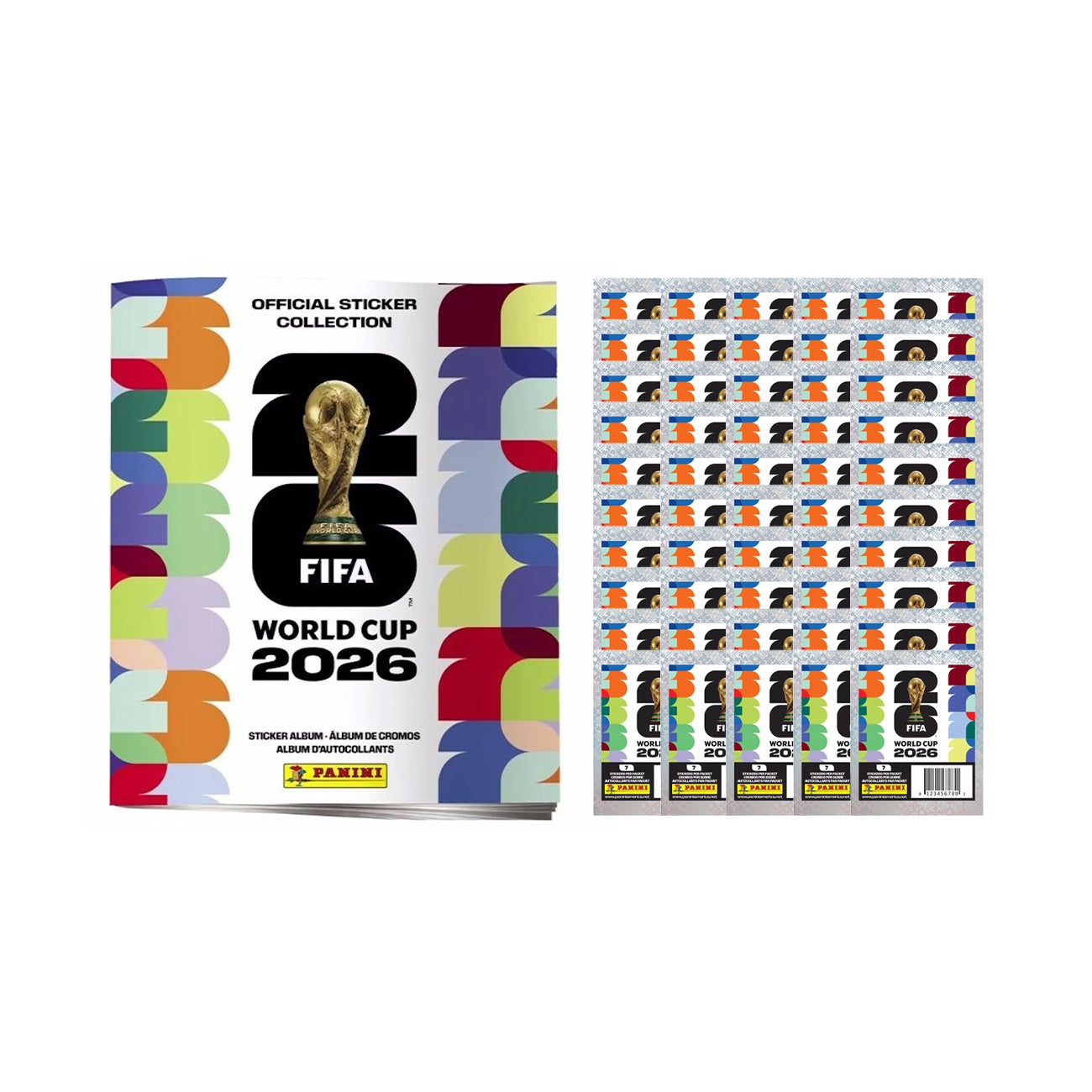 2026 PANINI FIFA WORLD CUP STICKERS - ALBUM & 50 PACKS SET (ALBUM + 350 STICKERS)