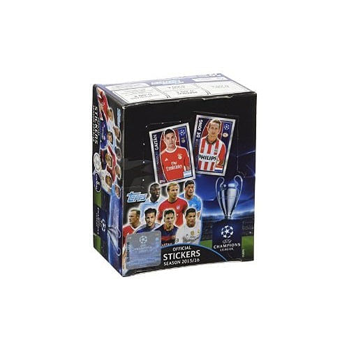 2015-16 TOPPS CHAMPIONS LEAGUE STICKERS - 50-PACK BOX & ALBUM (250 STICKERS)