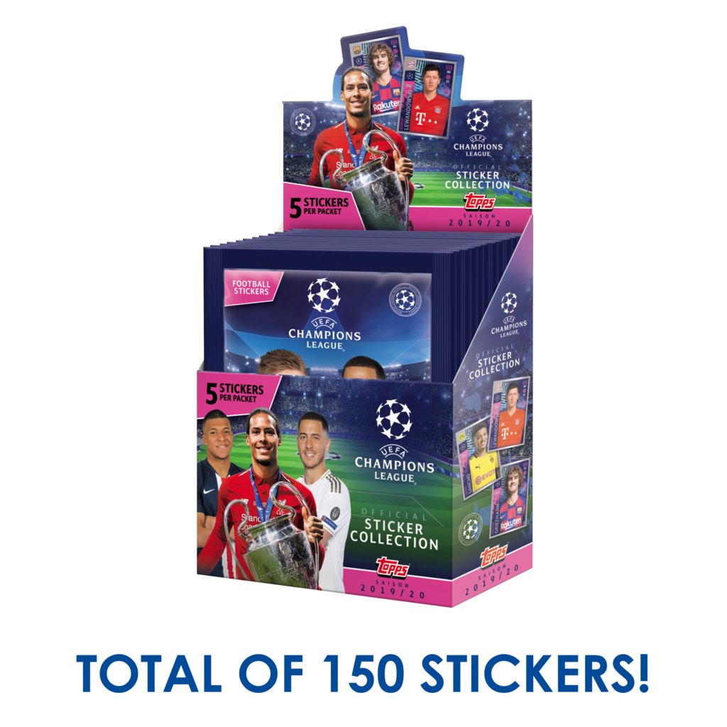 2019-20 TOPPS CHAMPIONS LEAGUE STICKERS - BOX (30 PACKS PER BOX) (5 STICKERS PER PACK) LOOK FOR HAALAND ROOKIE!